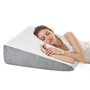 Bed Wedge Pillow for Sleep Apnea, Washable Cover，Cushion for Sitting Up in Bed，Triangle Pillow for Back Pain Relief, Leg Support, Acid Reflux