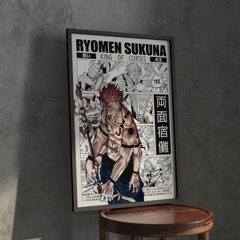 Sukuna Jujutsu Kaisen Anime Poster Art, JJK Ryomen Sukuna Manga Poster Wall Decor, Christmas Gift for Anime Fan Retro Minimalist Aesthetic