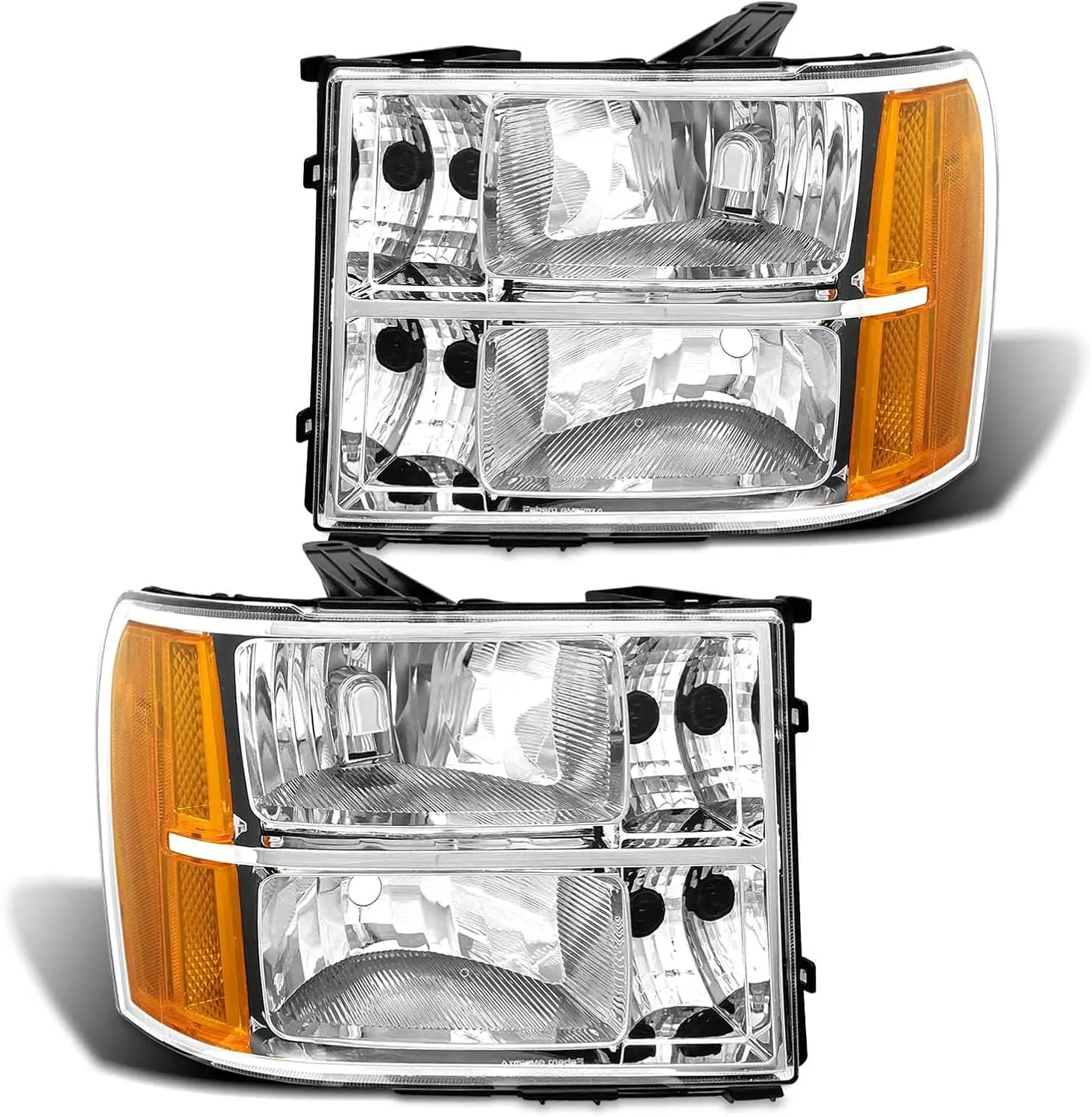 Automotive Headlight Assembly Pair - Car Lights Replacement for 2007-2013 GMC Sierra 1500, 2007-2014 GMC Sierra 2500 HD/3500 HD (Without Bulbs)