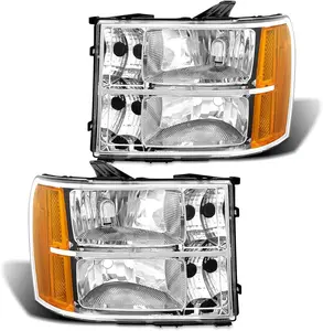 Automotive Headlight Assembly Pair for 2007-2013 GMC Sierra 1500, for 2007-2014 GMC Sierra 2500 HD / 3500 HD Car Front Headlamp Assembly Replacement (without Bulbs)
