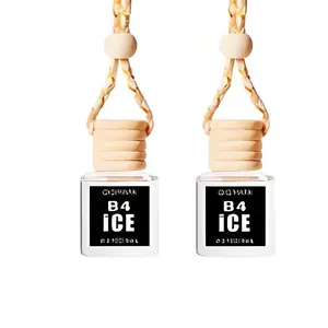 2PCS Car Perfume Pendant Hanging Bottle With Flower,Empty Colorful Glass Car Air Freshener Diffuser Essential Oil Perfume Vials Diffuser Ornament