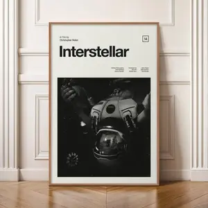Interstellar Poster, Minimalist Movie Print, Mid Century Modern Wall Art, Christopher Nolan Film Poster