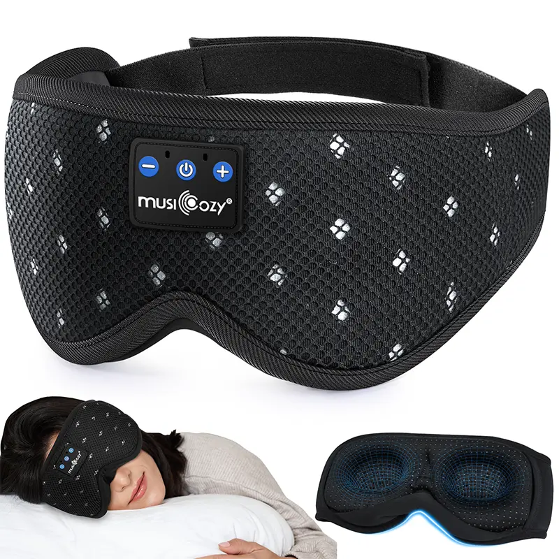 MUSICOZY Bluetooth 5.4 Wireless Headband Sleep Mask Headphone, 3D Breathable Mesh Cotton Adjustable Side Sleeper Eyemask with Ultra-Thin Speakers, All-in-1 Sleep Aid Product for Travel - Ideal Gift for Men, SummerWins, DealsForYouDays, Father's Day, Sleep