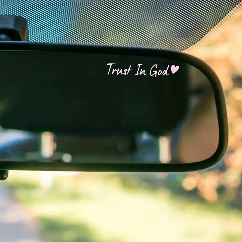 2PCS-Letter & Heart Pattern Car Rearview Mirror Sticker, 2 Counts Self-adhesive Car Mirror Decal, Car Exterior Decoration Accessories, Windshield Sticker, Car Decals, Vehicle Exterior Decoration, Religious Car Accessory