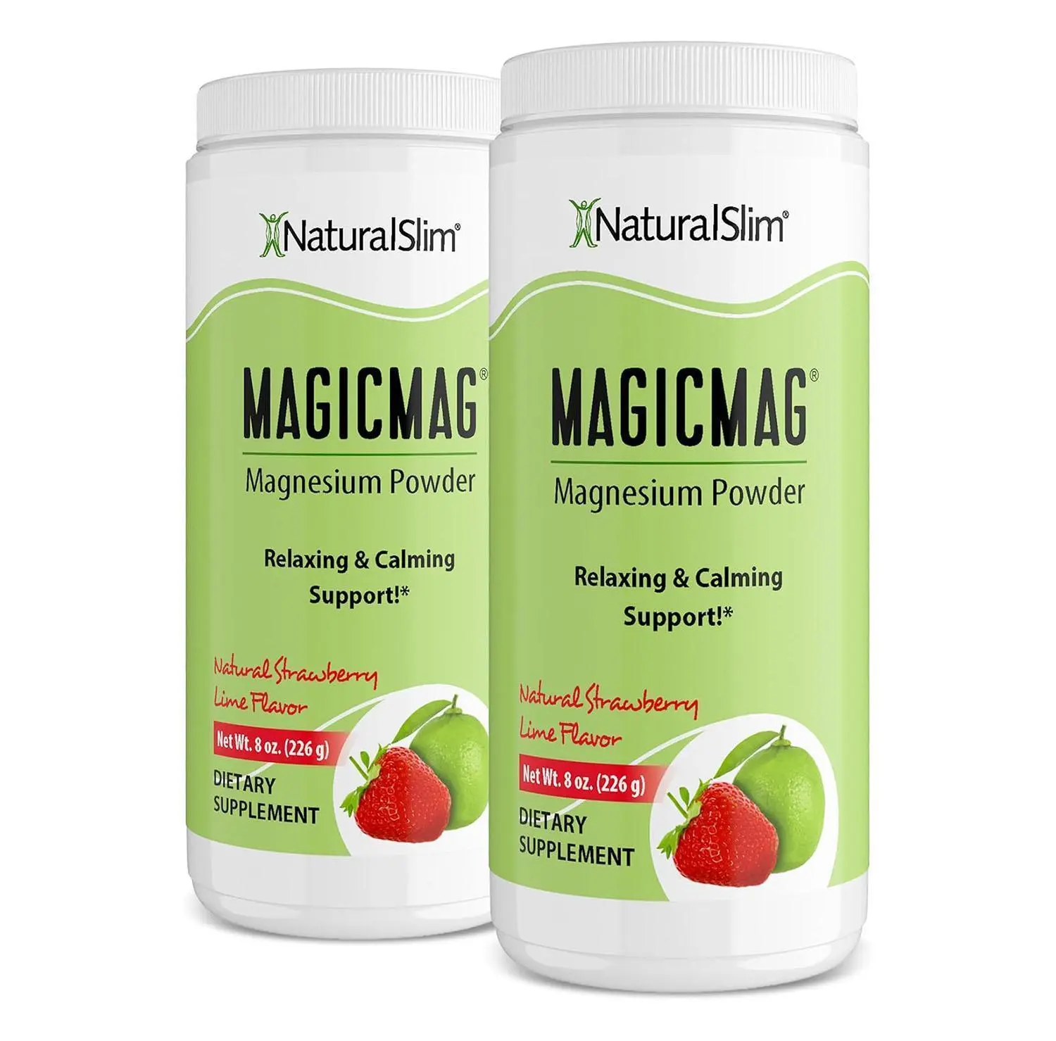 NaturalSlim MagicMag Magnesium Citrate Powder for Stress, Constipation, Muscle & Heart Health, Better Rest & Digestive Support, Magnesium Supplement for Women and Men, 8 oz (2 Pack) – Strawberry Lime