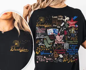 Ellas Dandelion Lyric Shirt Choosin Texas Song Tee, Vintage Country Concert Outfit, Retro Western Tour Apparel