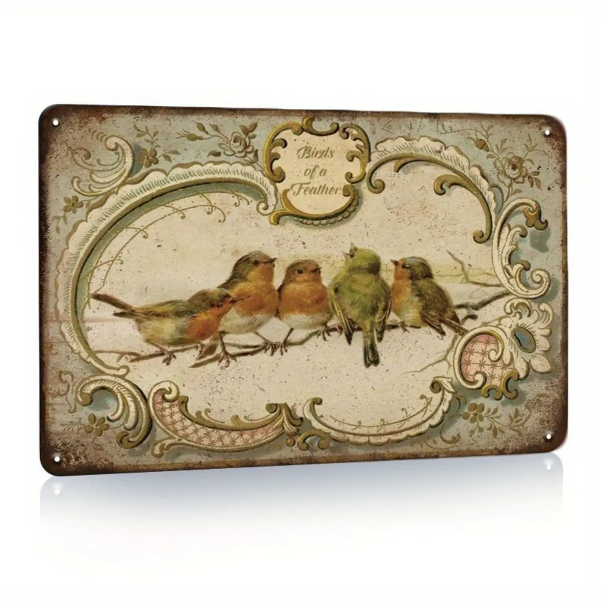 Tin Sparrow Hummingbird Landscape Printed Vintage Metal Signage - Bird Wall Ornament for Home, Festival, Party and Holiday Kitchen Bar Room Decoration 8*12Inch