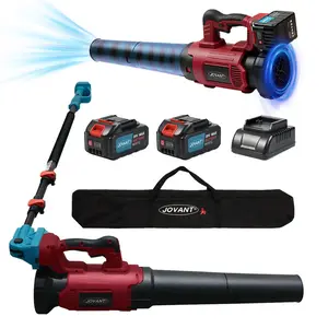 JOVANT 2 In 1 Pole Leaf Blower Cordless Reach up 15.3 FT, 615CFM & 3 Speed Levels, Electric Cordless Leaf Blower with 2 * 4.0Ah Battery and Charger, Air Blowers Gun for Lawn Care, Yard, Blowing Leaves