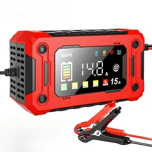 12V 8A / 15A Car Battery Charger Large Screen Pulse Repair Charger for Car Motorcycle SUV Lithium AGM Lead-Acid