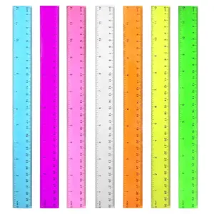 Color Transparent Ruler Plastic Rulers - 12 Inch Kids Ruler for School with Centimeters Millimeter and Inches Assorted Colors Clear Rulers 7 Pack School Rulers