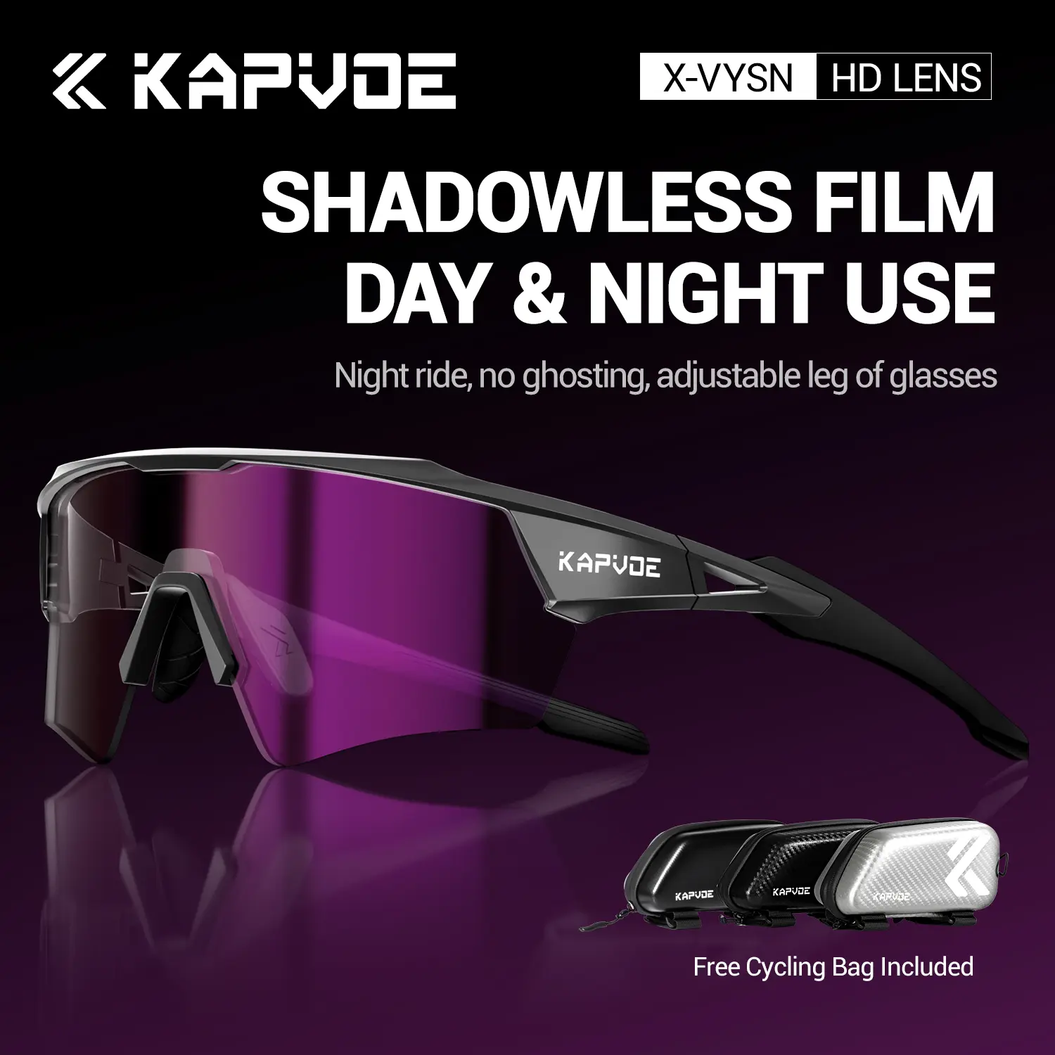 Kapvoe Photochromic Cycling Sunglasses, Unisex Wraparound Polycarbonate Sports Eyewear with UV400 Protection for Day & Night Use, Sun Protection, All Seasons, Bike, Bikes