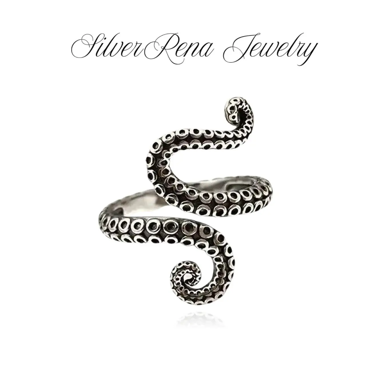 S925 Trendy Octopus Tentacle Open Ring, Vintage Adjustable Ring, Unisex Punk Style Ocean Lovers Jewelry, Gift Giving Friends, Perfect for Daily Wear and Theme Party
