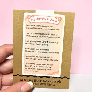 My Identity in Jesus Magnetic Bookmark | Christian Affirmation Bookmark | Bible Verse Declarations with Sparkly Finish