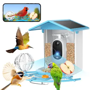Outdoor Solar Bird Feeder with HD Camera AI Bird Recognition Auto Capture 2-Way Audio IP65 Waterproof for Backyard Bird Watching