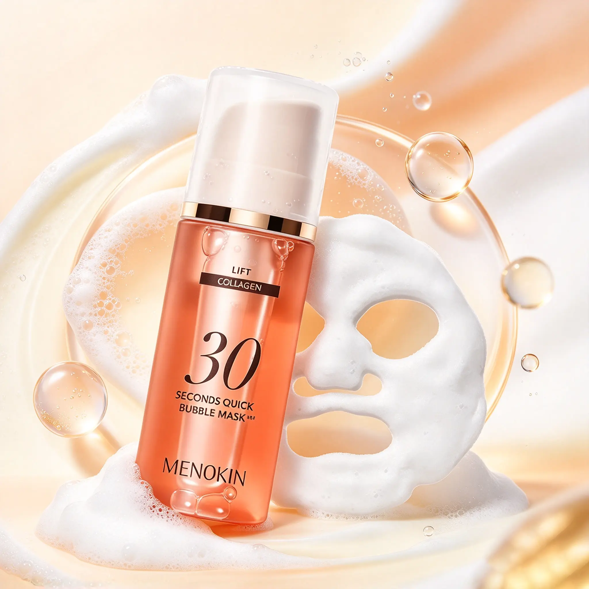 [MENOKIN] 30 Seconds Micro-Bubble Mask, Korean Glass Skin Care Essential, 3.21 fl.oz for 70 Uses, Targets Tech Neck, Smile Lines, 11 Lines, Forehead Lines, Under-eye Hollows, Multi-Purpose Micro-Bubble Primer