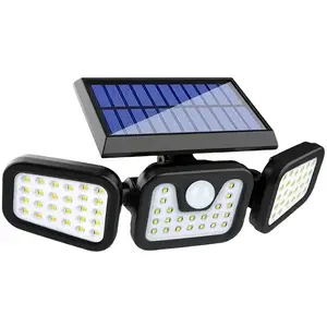 1PC-Three Heads, Outdoor Solar Street Lights, Solar Garden Wall Lights, IP44, 3 Lighting Modes with Human Body Induction, Motion Sensored Lights, Suitable for Courtyards, Stadiums, Playgrounds, Hotels, Gardens, Garages, Backyards, Terraces, Passages