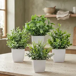 Fake Plants 4 Pack Mini Artificial Potted Plants Indoor Greenery Decor for Home Office Bathroom Farmhouse Table Decor