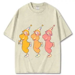Three Cartoon Clowns Unisex Vintage Washed Tee, Graphic Tee, Unisex Fashion, Full Color, Full Size, For Men, For Women