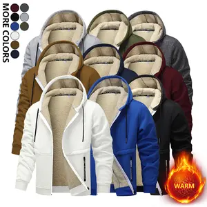 Men's classic hooded warm jacket with fleece lining, skin-friendly and cold-resistant, ribbed hem, urban commuter fashion windproof thickened padded coat