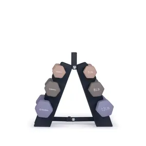 Rack Sets: Neoprene Hexagon shaped dumbbells - Earth Tones