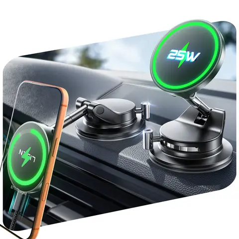 LISEN Vacuum Magnetic Phone Charger, [SuctionPro] 25W Wireless Car Charger, Suction Cup Phone Holder,360° Vacuum Magnetic Phone Holder for iPhone 18 Pro Max Air 18-12,Samsung S25 with MagSafe Case toolupgrade techvibes