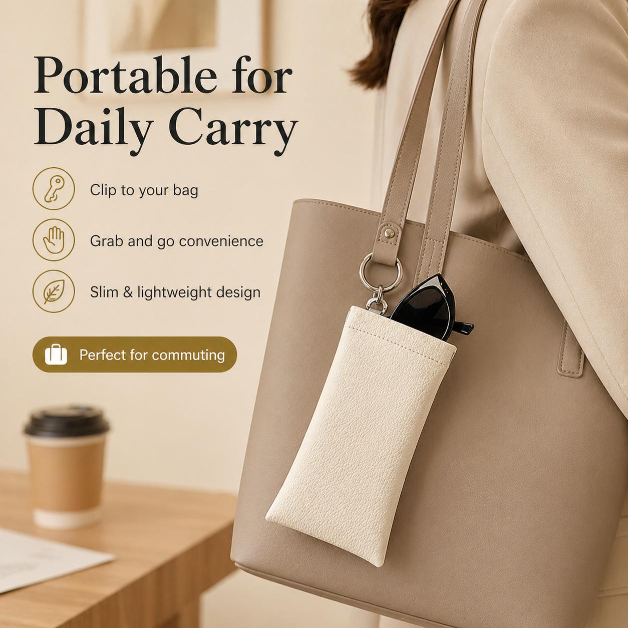Soft PU Leather Sunglasses Pouch Elastic Opening Eyeglasses Bag, Portable Anti-Scratch Glasses Storage Case With Built-in Cleaning Cloth And Keychain, Minimalist Lightweight Protective Sleeve For Daily Travel Outdoor Women Men Accessories