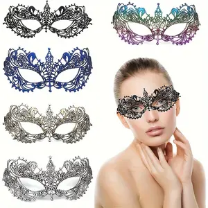 3-Piece Lace Fabric Masquerade Masks Set, Carnival Halloween Cosplay Party Half-Face Eye Covers, Venetian Style Sexy Ball Mask, Party Event Props