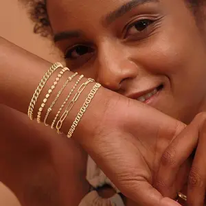 Bracelets for Women Trendy, Dainty Bracelet Stack Beaded Chain Bracelet Set Thin Small Cute Paperclip Bracelets Fashion Waterproof Jewelry Gift Accessories for Women Rhinestone Decorated Bangle,mothers day gift,womens gifts