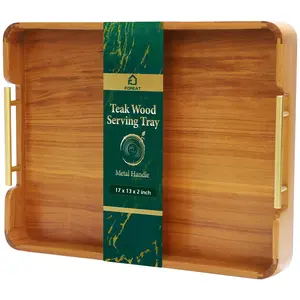 FOPEAT Luxury Rustic Wooden Solid Plywood Trays: Home Rectangular Afternoon Tea Set with Handles; Creative Large Wooden Storage Tray; Great Item for Creating a Homey Atmosphere