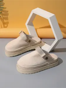 Ladies' Autumn and Winter Fashion Outdoor Slippers/Thick Bottom High Water Platform Single Strap Decorated Home Slippers/Waterproof Shoe Surfaceable Soft Bottom Skid-resistant Durable Bread Shoes