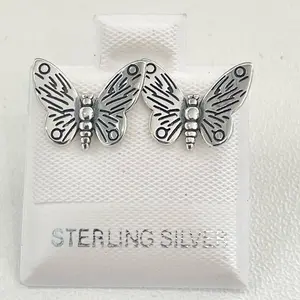 Sterling Silver 925 Butterfly Stud Earrings 10 mm Insect Jewelry