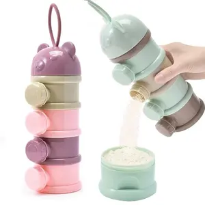 2 PCS 4-Layer Baby Milk Powder Dispenser, Stackable Formula Container for Travel, Portable Snack Storage Box
