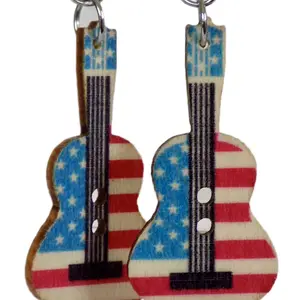 USA flag guitar earrings.