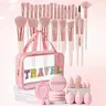 43pcs Full Makeup Tool Kit – Professional Makeup Brushes, Multi Size Beauty Sponges, Soft Powder Puffs, Brush Cleaner Bowl, Portable Clear Travel Bag, Ideal Gift for Girls Women Daily & Travel Makeup