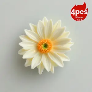 4-Piece Daisy Flower Silicone Molds Set, 3D Floral Decoration Molds for DIY Candle Soap Resin Concrete Crafts, Versatile Polymer Clay Tools