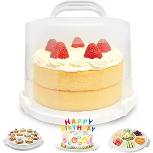 Plastic Cake Carrier with Lid and Handle, Multipurpose Tall Cake Stand Holder Container for Wedding Birthday Cake, Cupcake Storage Box with Cover for Bundt Dessert Party Supplies