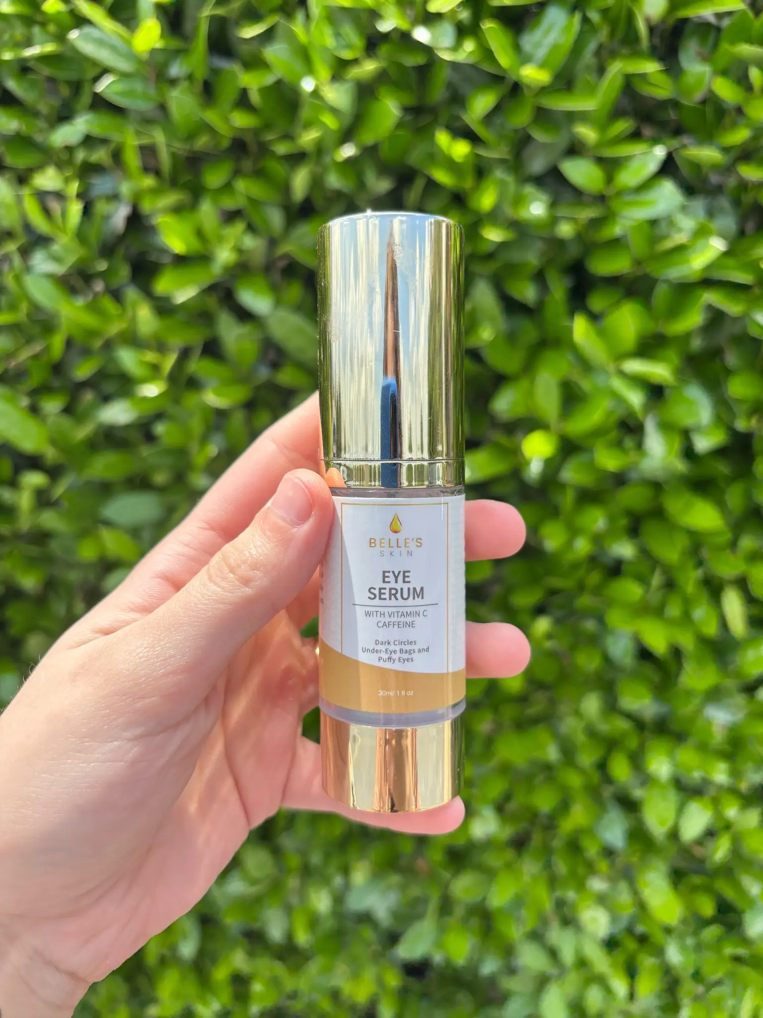 Belle's Organic Coffee Under Eye Brightener Serum - Lightweight Dark Circles Treatment, Puffiness Relief