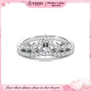 【#198 Tiara】Matching Synthetic Moissanite Wedding Band for Women, D Color VVS1 Clarity Rings 925 Sterling Silver Crown Moissanite Curved Stackable Rings for Women