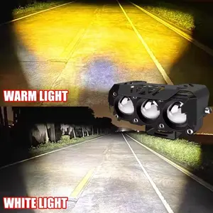 FCCEMC For Car Trucks SUV 12V-36V Mini Lens Headlight Driving Light Motorcycle LED Spot Light Dual Color Hi/Low Beam Fog Lamps