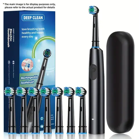 Rechargeable Electric Toothbrush Set, 1 Set Portable Electric Toothbrush with Replacement Brush Heads, Oral Care Product for Adults