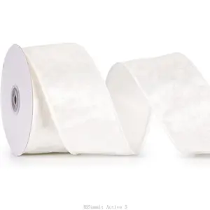 2.5 Inch White Crushed Velvet Ribbon Wired Thick Ribbon for Christmas Decorations Gift Wrapping Wreaths Tree Toppers 10 YardsABSummit Active