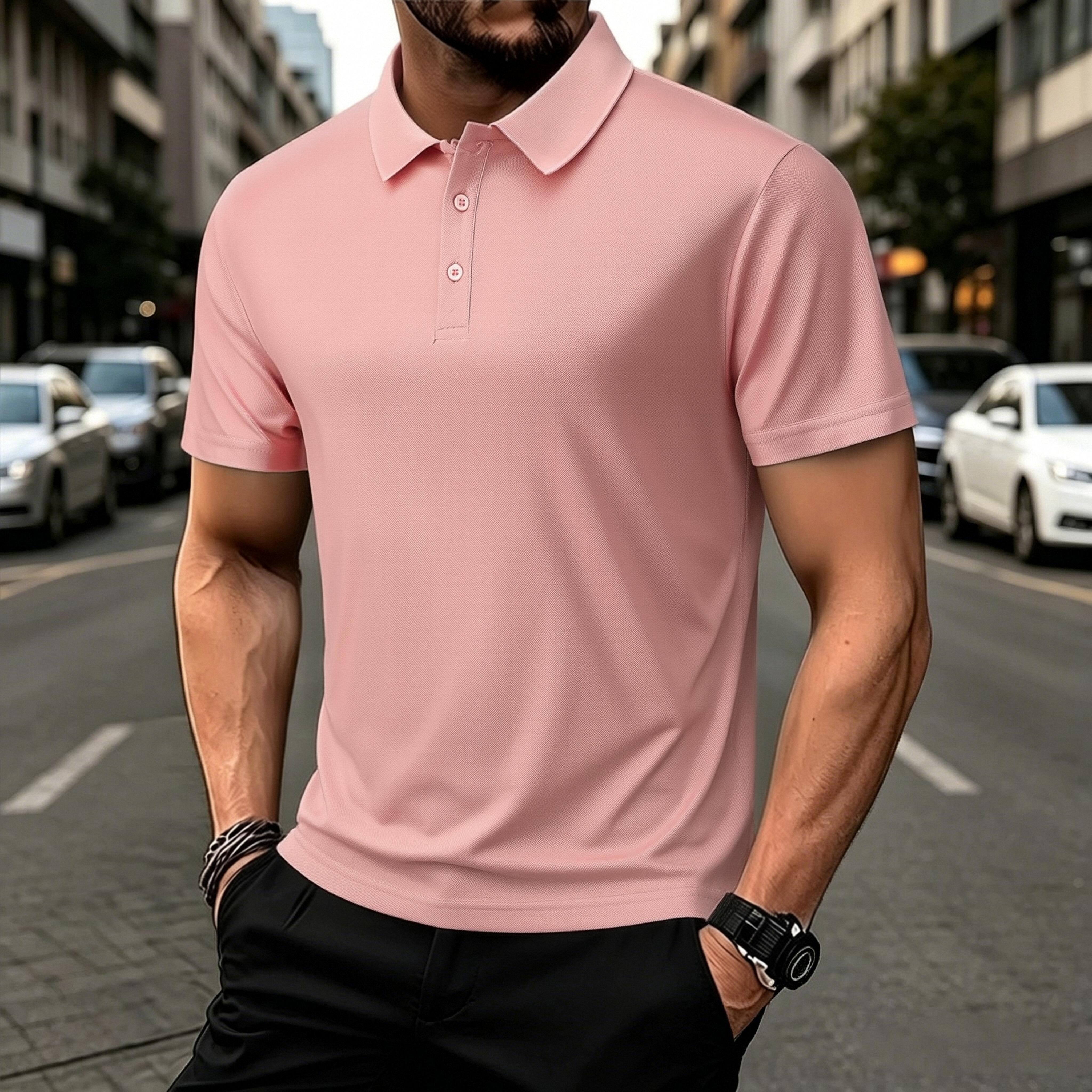 5-Pack Men’s Quick-Dry Polo Shirts – Short-Sleeve Collared Golf Tees, Breathable Casual Tops for Fishing & Cycling