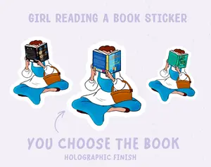 CUSTOM Girl Reading a Book Sticker