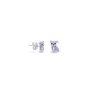 Cloud Haven Purple Bulldog Stud Earrings Silver