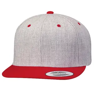 Classic 6089M Wool Flat Bill Heather Blank Snapback Hat Plain Baseball Adjustable Cap High Crown 6-panels Men Women