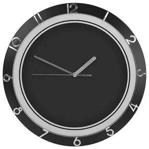 12-inch Modern Style Bedroom Mute Clock, Battery Operated, Holiday Decoration for Living Room, Bedroom, Kitchen, Office, Stylish Minimalist Living Room Clock, Christmas Gifts, Black KOL