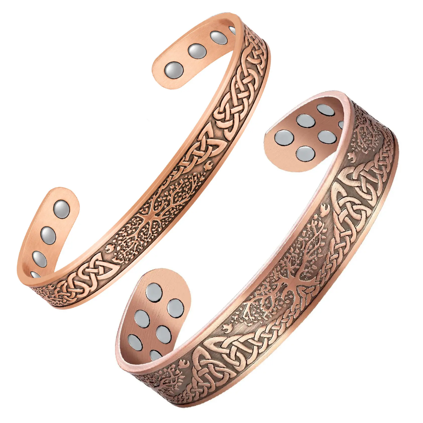 Feraco 99% Pure Couple style Copper Life Tree Bracelet - Unisex Adjustable Magnetic Cuff Bangle with 3500 Gauss Neodymium Magnet, Plants-Themed Design, Yes for Daily Wear