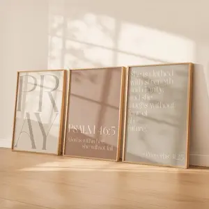 Neutral Christian Wall Art Set of 3 Poster Unframed  | Bible Verse Poster Unframed able Bundle | Minimalist Scripture Poster Unframed s | Modern Religious Decor for Girls