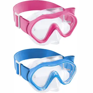 Aegend Kids Swim Goggles with Nose Cover, Anti Fog Knitted Strap No leak Wide View Clear Vision Snorkel Mask for Boys and Girls