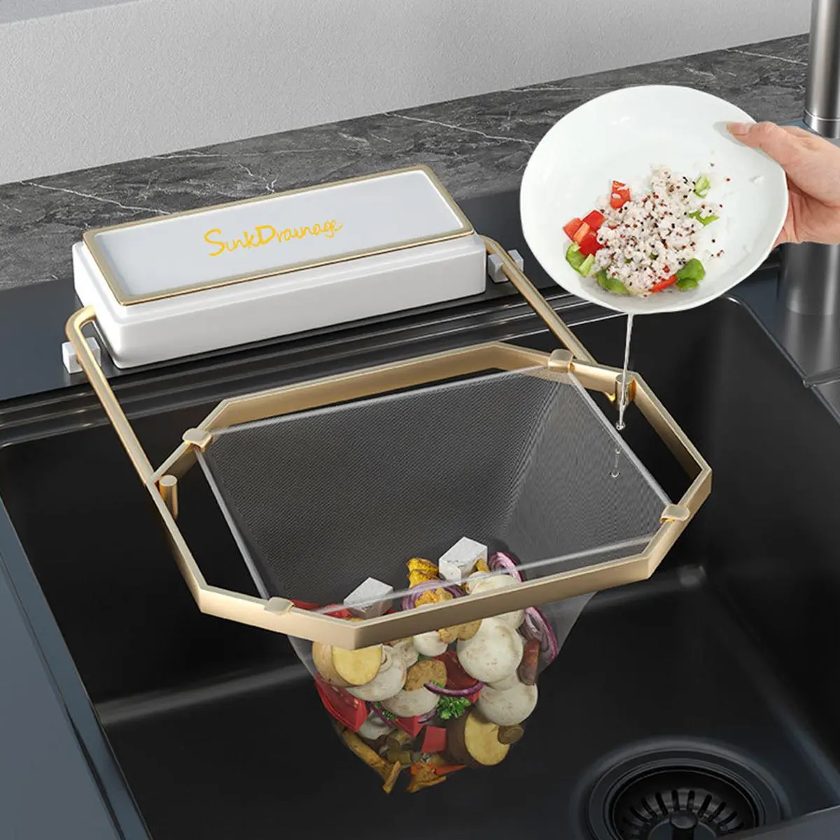 New Sink Kitchen Net Strainer Colander Corner Sink Strainer Over for Food Waste Utensils Filtering Kitchen  Leftover Have Mesh Bags